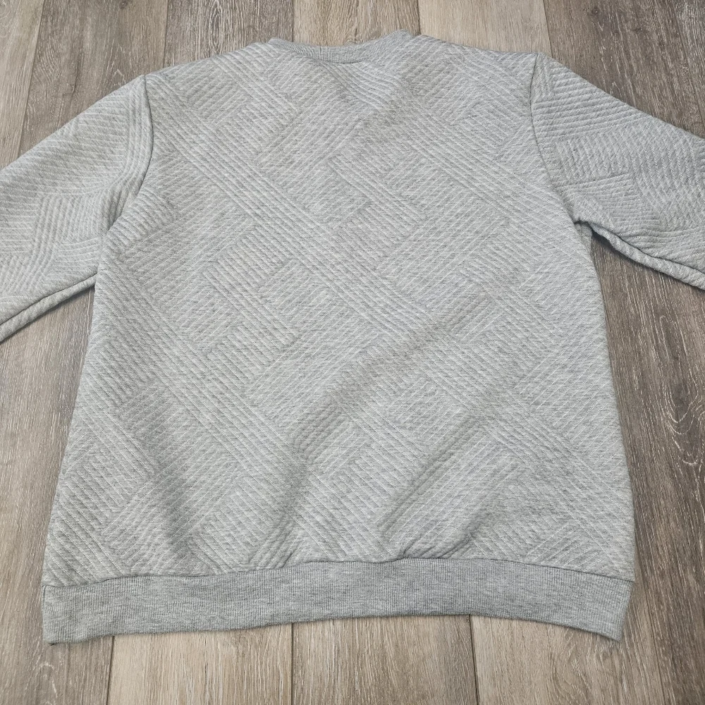 Boutique Quarter Zip Pull Over Sweater Textured Long Sleeve Grey Women's Large - Picture 3 of 6